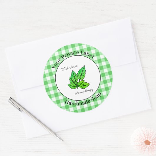 Green Gingham Handmade Soap Label (Envelop)