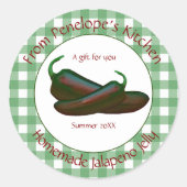Green Gingham Jalapeno Jelly Gift Label met naam (Voorkant)