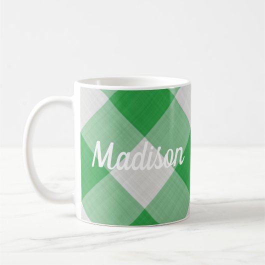 Green Gingham Koffiemok (Links)