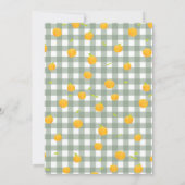 Green Gingham Lemon Picnic Plaid Douche Uitnodigin Kaart (Achterkant)