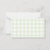 Green Gingham Luier Raffle Notitiekaartje (Achterkant)