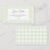 Green Gingham Luier Raffle Notitiekaartje (Voorkant / Achterkant)