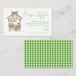 Green Gingham Market Luier Raffle Baby shower Informatiekaartje