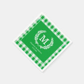 Green Gingham Monogram Crest Custom Servet (Hoek)