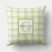 Green Gingham Monogrammed Kussen (Achterkant)