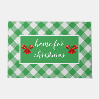 Green Gingham Pattern Home voor Kerstmis Aangepast Deurmat