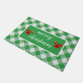 Green Gingham Pattern Merry kerst Custom Deurmat (Schuin)