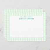 Green Gingham Personalized Notitiekaartje (Voorkant / Achterkant)