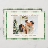 Green Gingham Plaid Custom Fotobrief Kerstmis Feestdagenkaart (Voorkant / Achterkant)