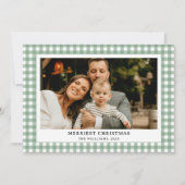 Green Gingham Plaid Foto Kerst Feestdagenkaart (Voorkant)