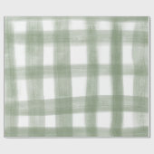 Green Gingham Plaid Waterverf Foto Kerst Cadeaupapier (Vlak)