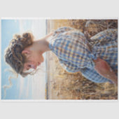 Green Gingham Prairie Meisje Platteland Découpage Tissuepapier (Voorkant)