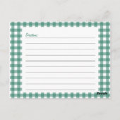 Green Gingham Recipe Card Briefkaart (Achterkant)
