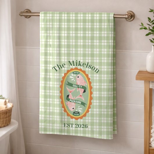 Green Gingham Sardines Custom Family Name