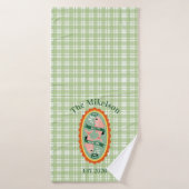 Green Gingham Sardines Custom Family Name (Serviette de bain)