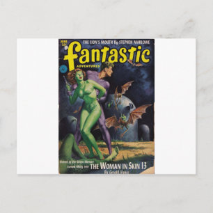 Green Girl vs Duck Bats Briefkaart