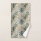 Green Glam Chic Gold White Feuilles tropicaux (Serviette à main)