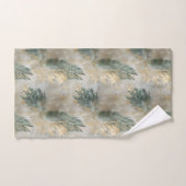 Green Glam Chic Gold White Feuilles tropicaux (Serviette à main)