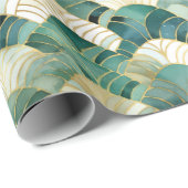 Green Glam Gold Abstract Cadeaupapier (Rol Hoek)