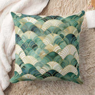 Green Glam Gold Abstract Kussen