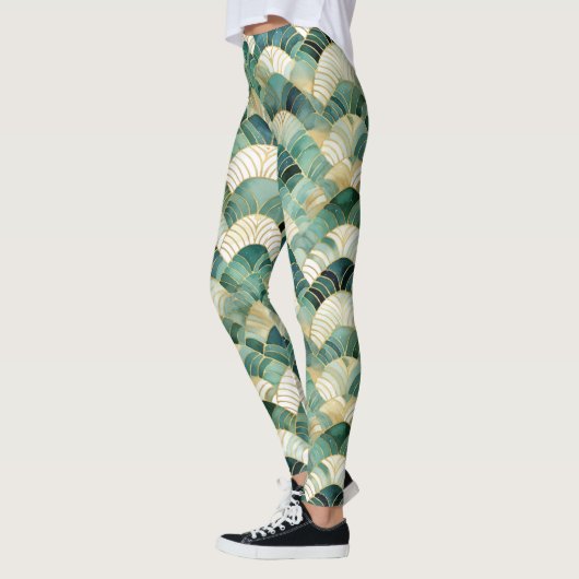 Green Glam Gold Abstract Leggings (Links)
