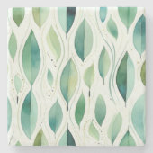 Green Glam Gold Bladeren Abstract Stenen Onderzetter (Voorkant)