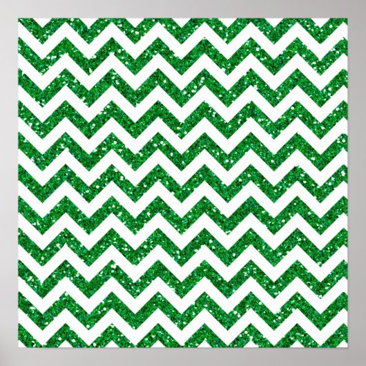 Green Glitter Chevron Pattern Poster (Voorkant)
