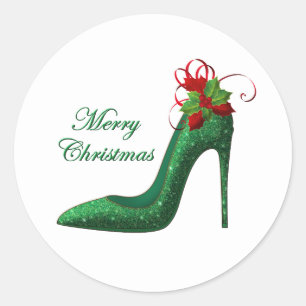 Green Glitter Heels Stickers