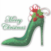 Green Glitter Heels Vinyl Sticker (Voorkant)