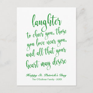 Green Glitter Irish Toast St. Patrick's Day Briefkaart