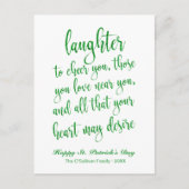 Green Glitter Irish Toast St. Patrick's Day Briefkaart (Voorkant)