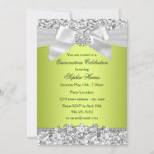 Green Glitter Jewel Bow Quinceanera Kaart (Voorkant)