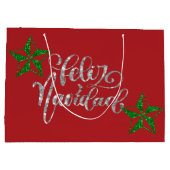 Green Glitter Kerstster Groot Cadeauzakje (Achterkant)