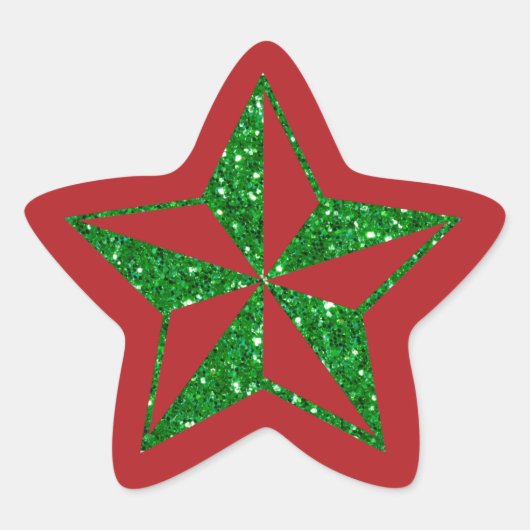 Green Glitter Kerstster Ster Sticker (Voorkant)