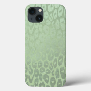 Green Glitter Leopard Texture iPhone 13 Hoesje
