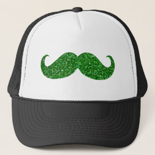 Green Glitter Mustache Trucker Pet