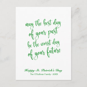 Green Glitter Old Irish Blessing St. Patrick's Day Briefkaart