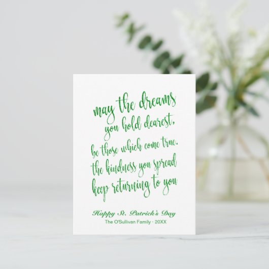 Green Glitter Old Irish Blessing St. Patrick's Day Briefkaart (Staand voorkant)