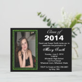 Green Glitter Photo Lijst Afstuderen Invitation Kaart (Staand voorkant)