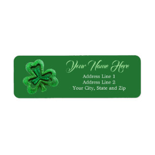 Green Glitter Shamrock Adres Etiket