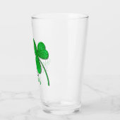Green Glitter Shamrock Happy St Patrick's Day Glas (Links)