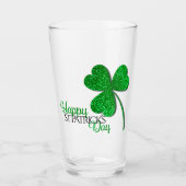 Green Glitter Shamrock Happy St Patrick's Day Glas (Voorkant)
