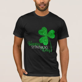 Green Glitter Shamrock Happy St Patrick's Day T-shirt