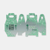 Green Glitter & Shiny Ribbon 100e verjaardag Bedankdoosjes (Uitgevouwen)