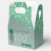 Green Glitter & Shiny Ribbon 100e verjaardag Bedankdoosjes (Geopend)
