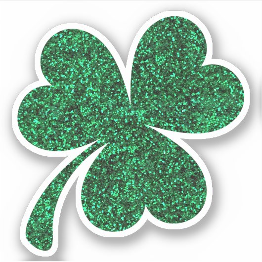 Green glitter three leaf clover sticker (Voorkant)