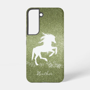 Green Glitter Unicorn Samsung Galaxy Hoesje