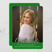 Green Glitz superposition photo Faire-part de grad (Devant / Derrière)