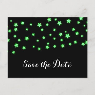 Green Glowing Stars Verjaardagsfeest Save the Date Aankondigingskaart