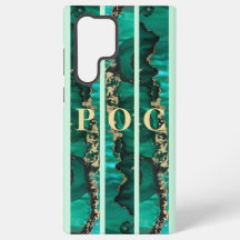 Green Gold Abstract Monogram Hoesje-Mate